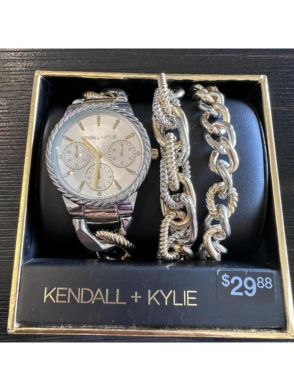 Kendall Kylie Silver And Gold Tone Watch Bracelet Set Womens New In Box